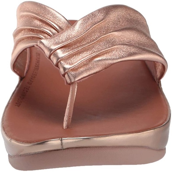 Fitflop rose gold wedges sandals thongs leather upper sandals Fit-flops shoes - Picture 5 of 9